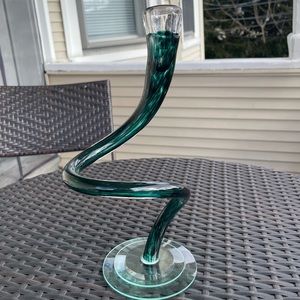 Handblown Glass Spiral Curved Candle Holder
